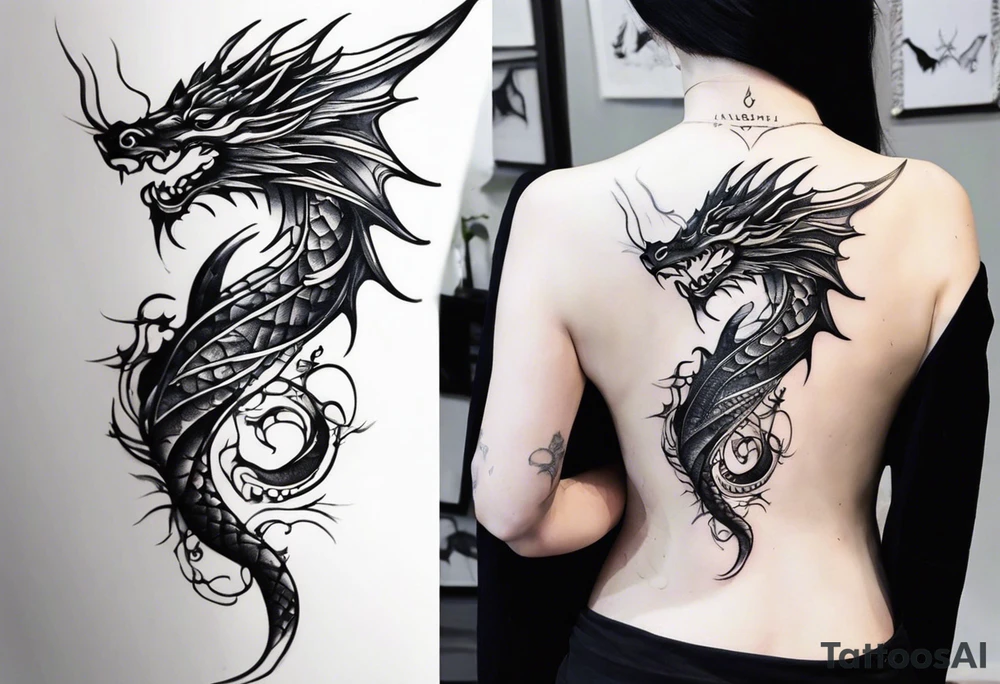 spine tattoo w a dragon tattoo idea
