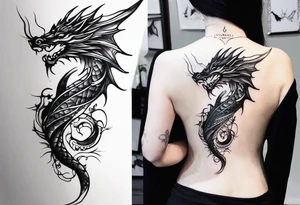 spine tattoo w a dragon tattoo idea