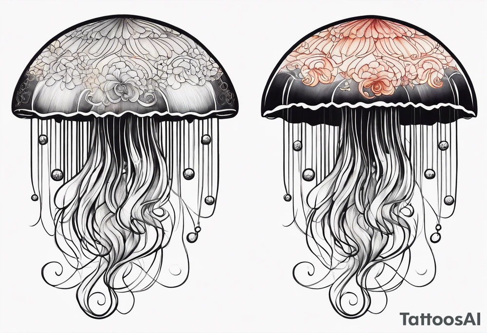 Delicate jellyfish long thin tattoo idea