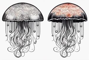 Delicate jellyfish long thin tattoo idea