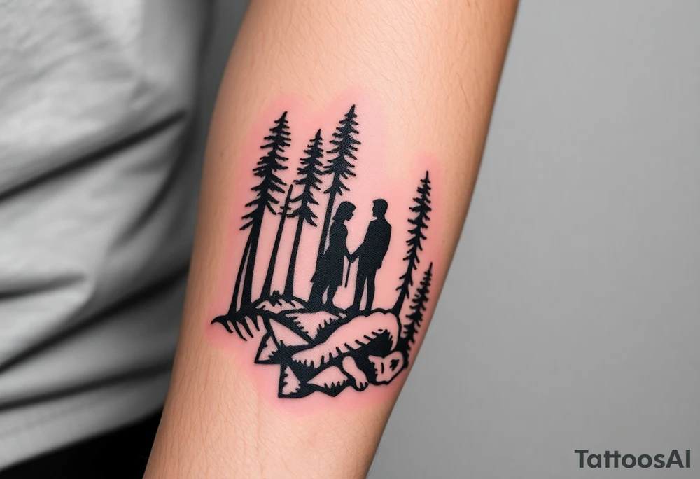 2 people in the forest tattoo idea