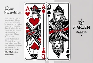 queen of hearts card  -on forearm - with text saying "queen starleen" tattoo idea