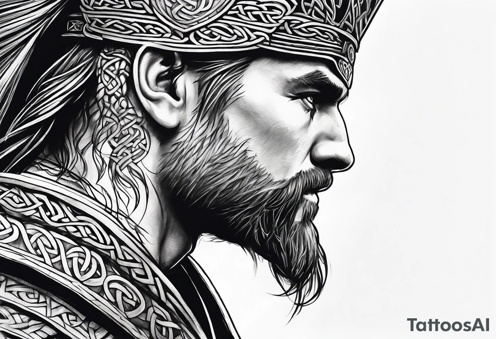 Celtic warrior side profile tattoo idea