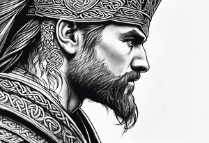 Celtic warrior side profile tattoo idea