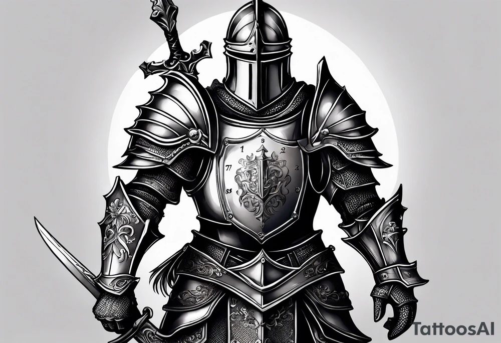 knight with heavy armor with clock and less detail tattoo idea knight with heavy armor with clock and less detail tattoo idea