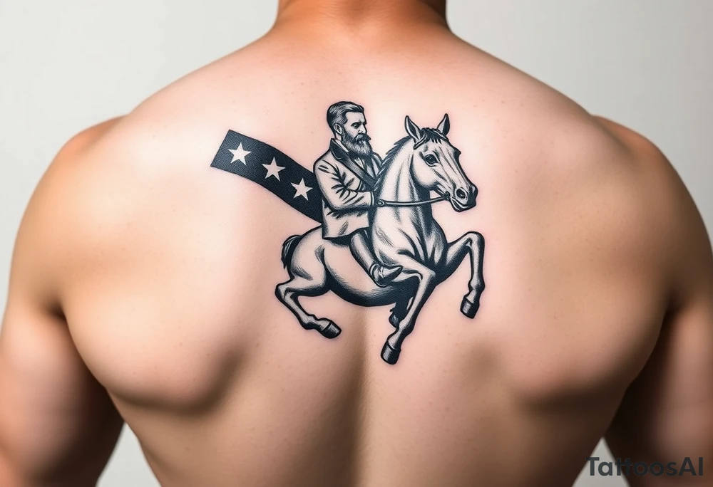 Confederate flag with a portrait of stonewall Jackson on a horse tattoo idea