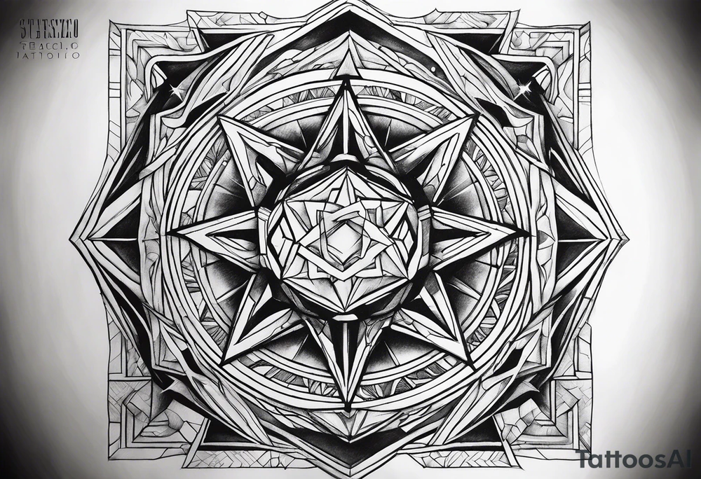 Tesseract and stars tattoo idea