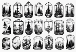 A pine forest inside a glass box tattoo idea