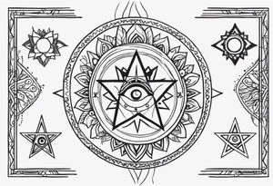 Can you combine a Hamsa with a third eye, a compass, tree of life, Jewish star and AA symbol into a delicate design tattoo idea