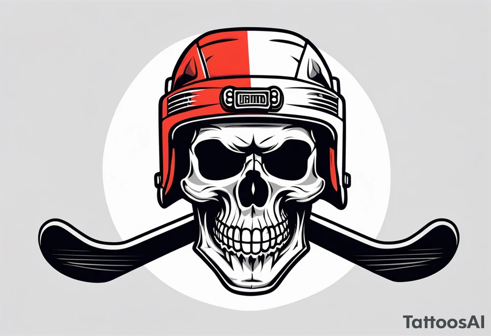 hockey skull with helmet and puck tattoo idea