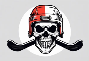 hockey skull with helmet and puck tattoo idea