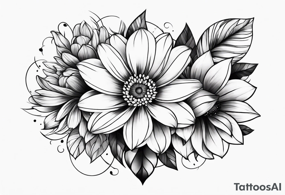 Collarbone tattoo of bright colorful flowers tattoo idea