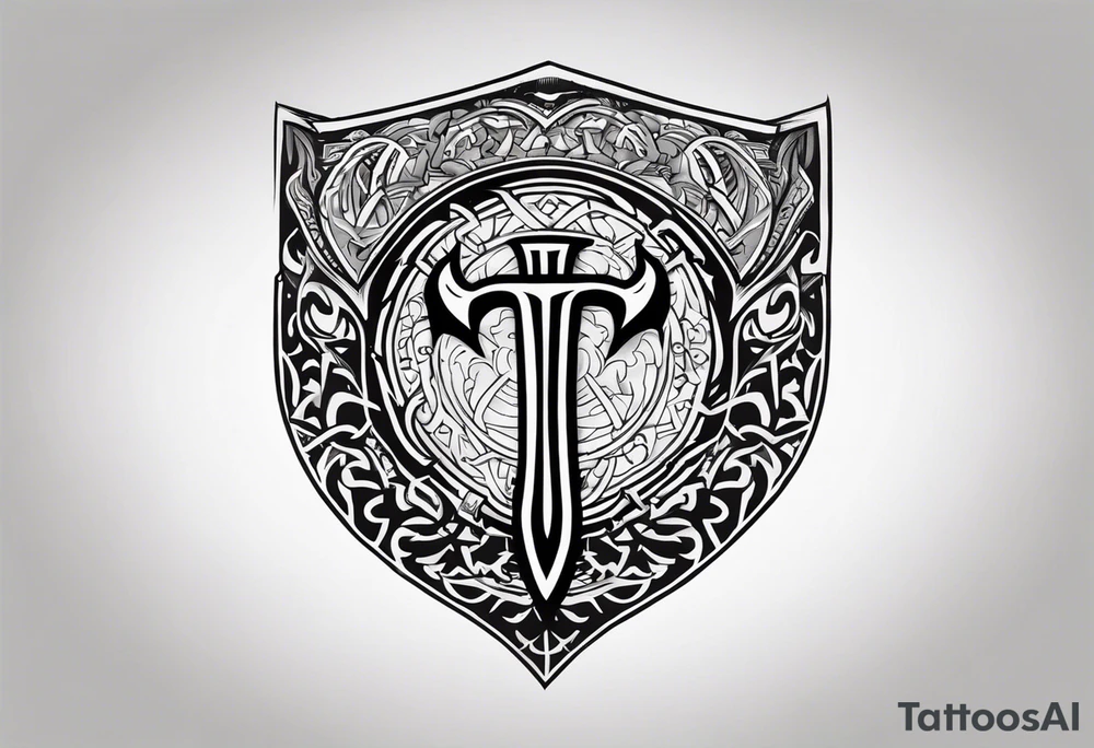 Valhalla round shield 
 axe berserker tattoo idea