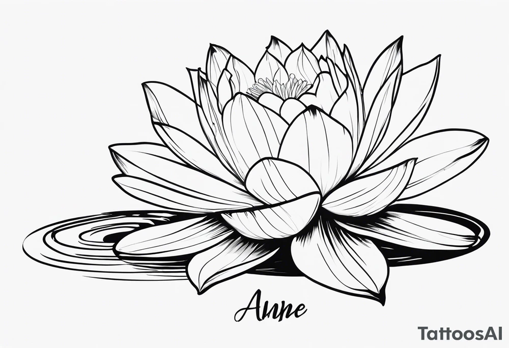 a waterlily and a gladiolus with the name anne tattoo idea