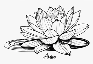 a waterlily and a gladiolus with the name anne tattoo idea