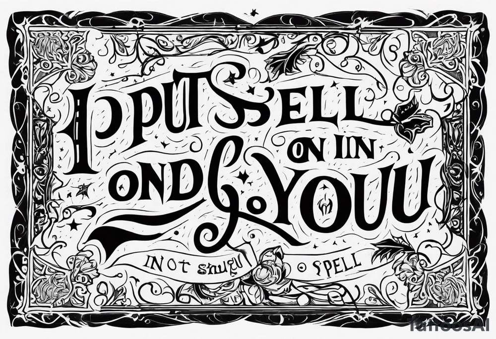 i put a spell on you in old english tattoo idea