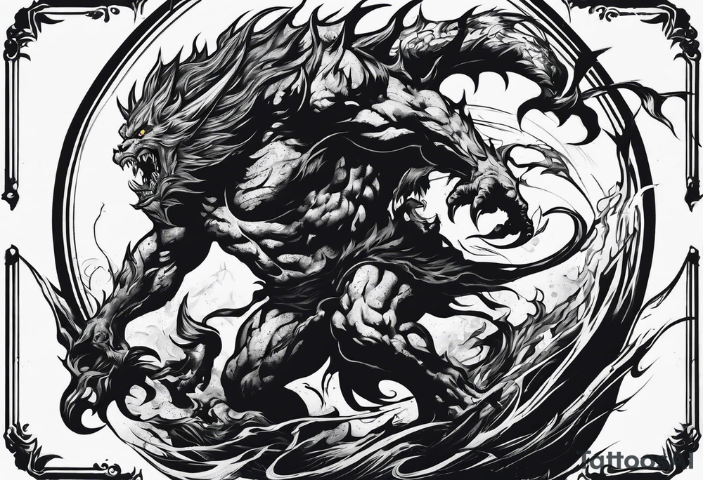 Demon attacking a boy tattoo idea