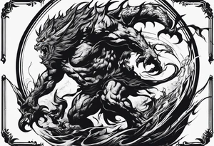 Demon attacking a boy tattoo idea