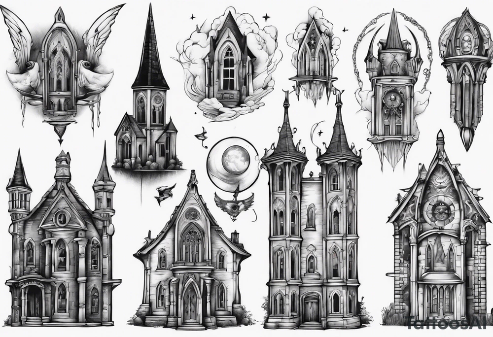 Gothic building tattoo idea