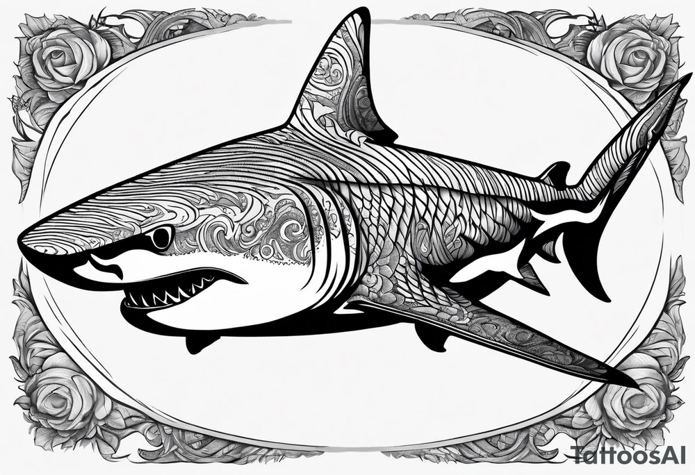 tiger shark with cool texture pattern top view tattoo idea tiger shark with cool texture pattern top view tattoo idea