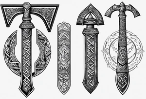 Valhalla valknut sword axe tattoo idea