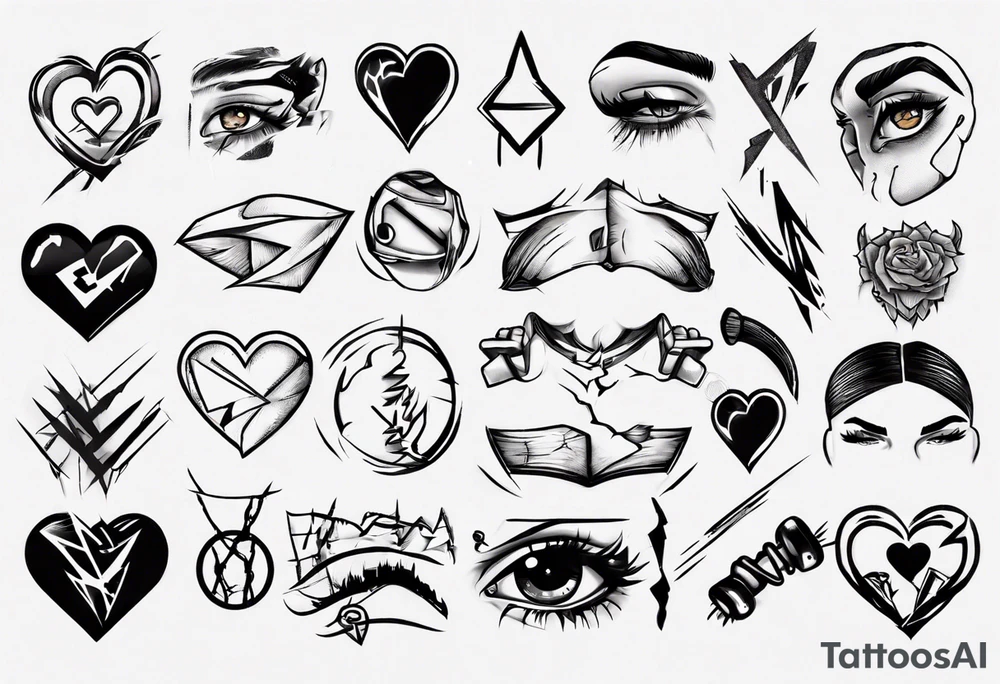 Broken-hearted gym brows tattoo idea