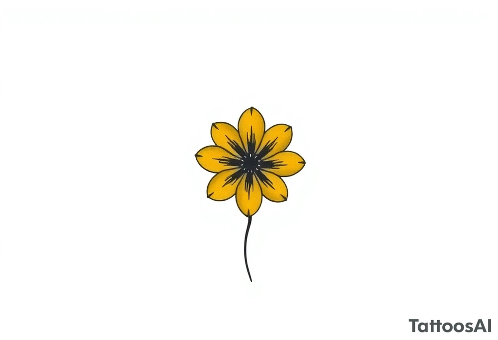 A minimalist flower tattoo that represents a shattered and betrayed gemini woman who fought hard throughout this year. With colors yellow and black tattoo idea