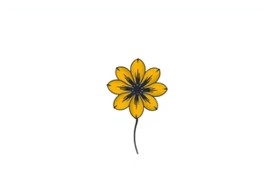 A minimalist flower tattoo that represents a shattered and betrayed gemini woman who fought hard throughout this year. With colors yellow and black tattoo idea