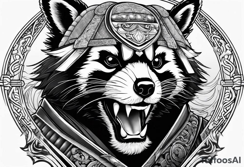 Red panda samurai armor tattoo idea