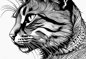 right side profile of a cat face tattoo idea