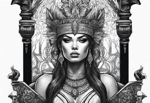 Fierce Woman on throne tattoo idea