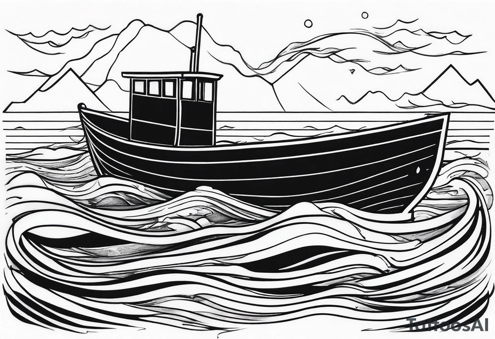 boat in sea tattoo idea