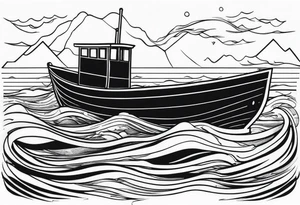 boat in sea tattoo idea