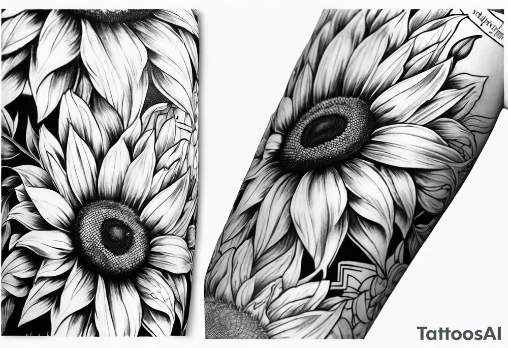 Sunflower arm sleeve tattoo idea