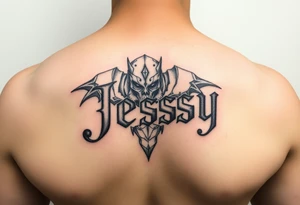 the name Jessy in a stone golem tattoo idea