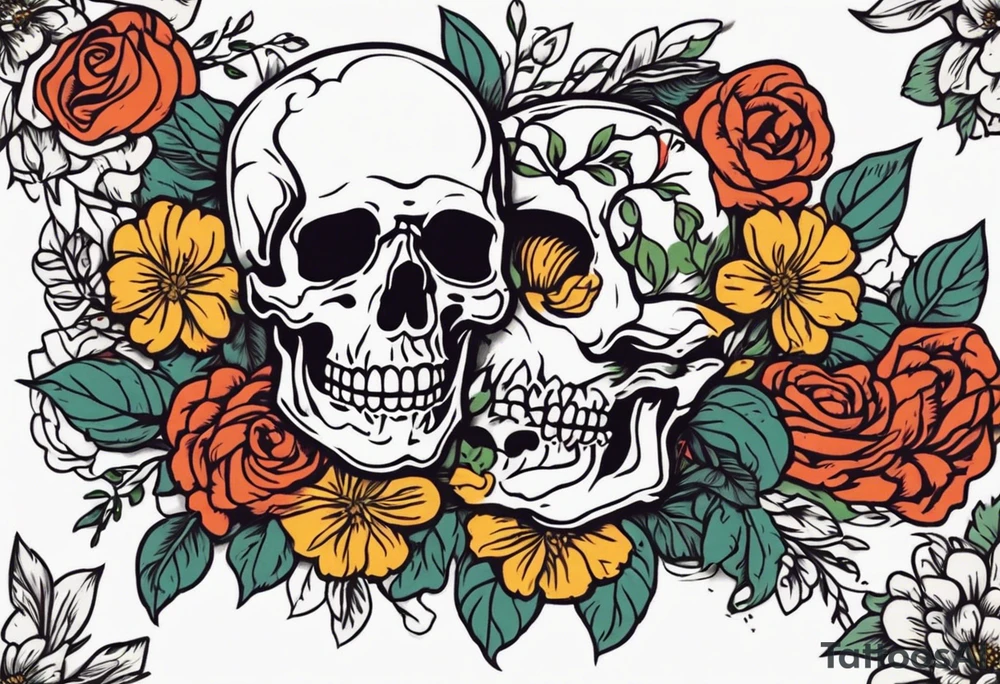 human skeleton

old school vintage simple traditional design surrounded by vintage flowers


bold color simple tattoo idea