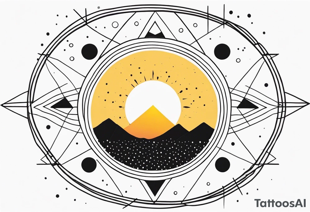 simple sunshine made of black dots with triangles and circles tattoo idea simple sunshine made of black dots with triangles and circles tattoo idea