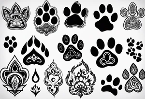 seven dog paw prints tattoo idea