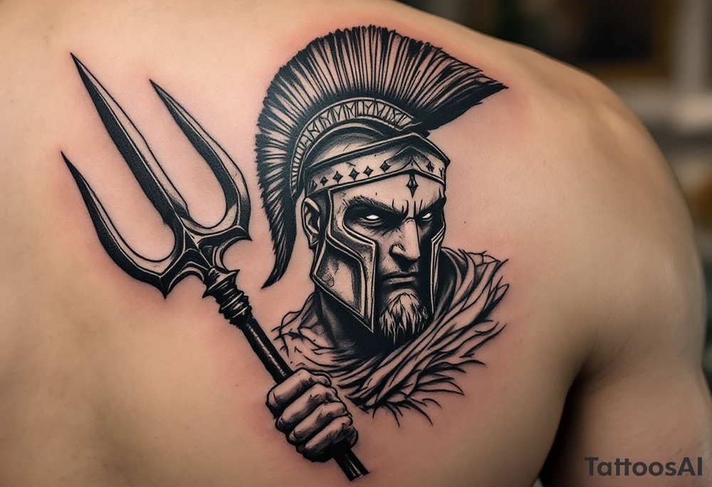 spartan with trident tattoo idea