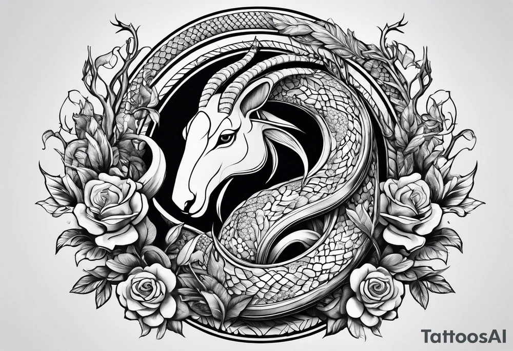 Snake and Goat tattoo idea