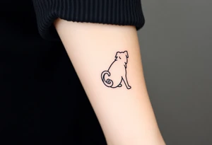 Small pug outline from behind with curly tail tattoo idea