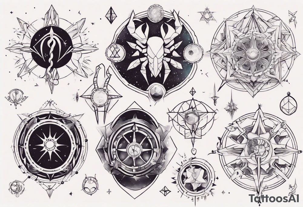 matching tattoo with cancer horoscope tattoo idea
