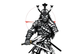 noble samurai warrior silhouette at sunset tattoo idea