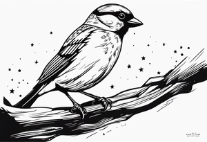 Line up neck with sparrow and the saying keep your feet on the ground and your eyes on the stars tattoo idea