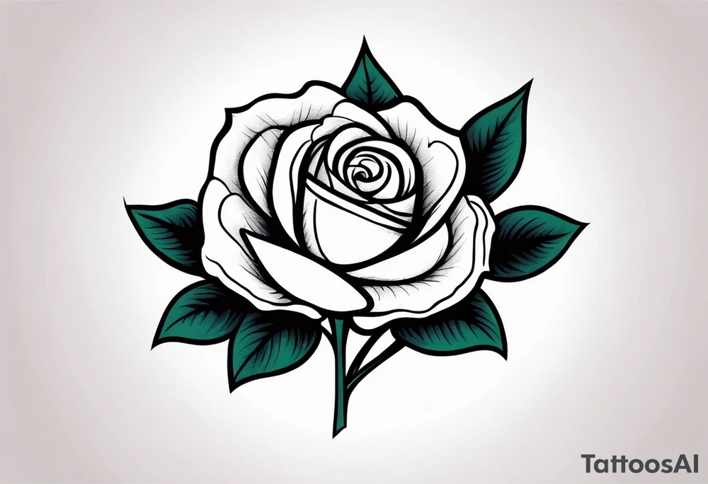 traditional style rose tattoo with the number 5 hidden in it. tattoo idea