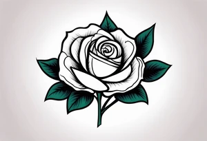 traditional style rose tattoo with the number 5 hidden in it. tattoo idea