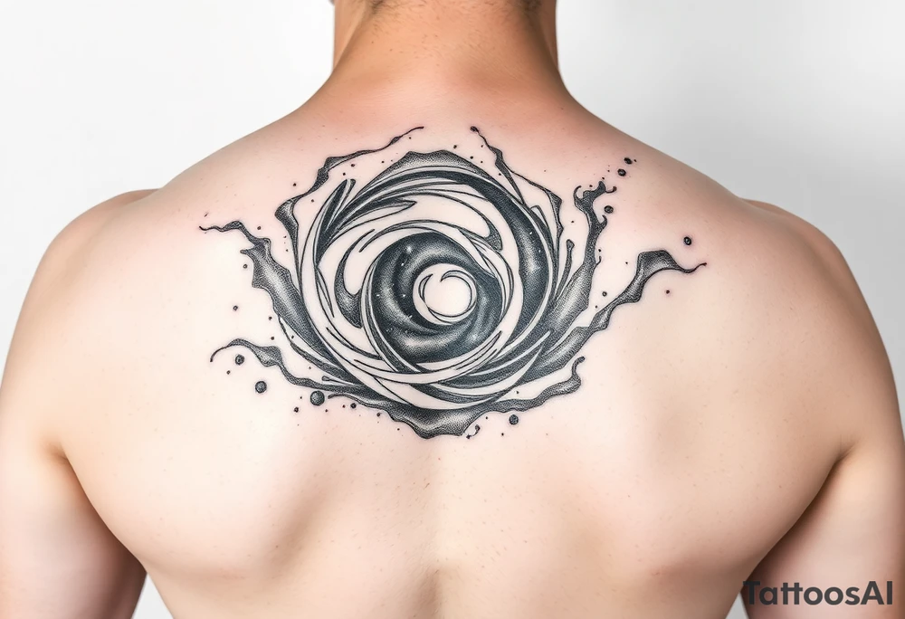 swirly smoky flowing spirally galaxy with stipple shading tattoo idea