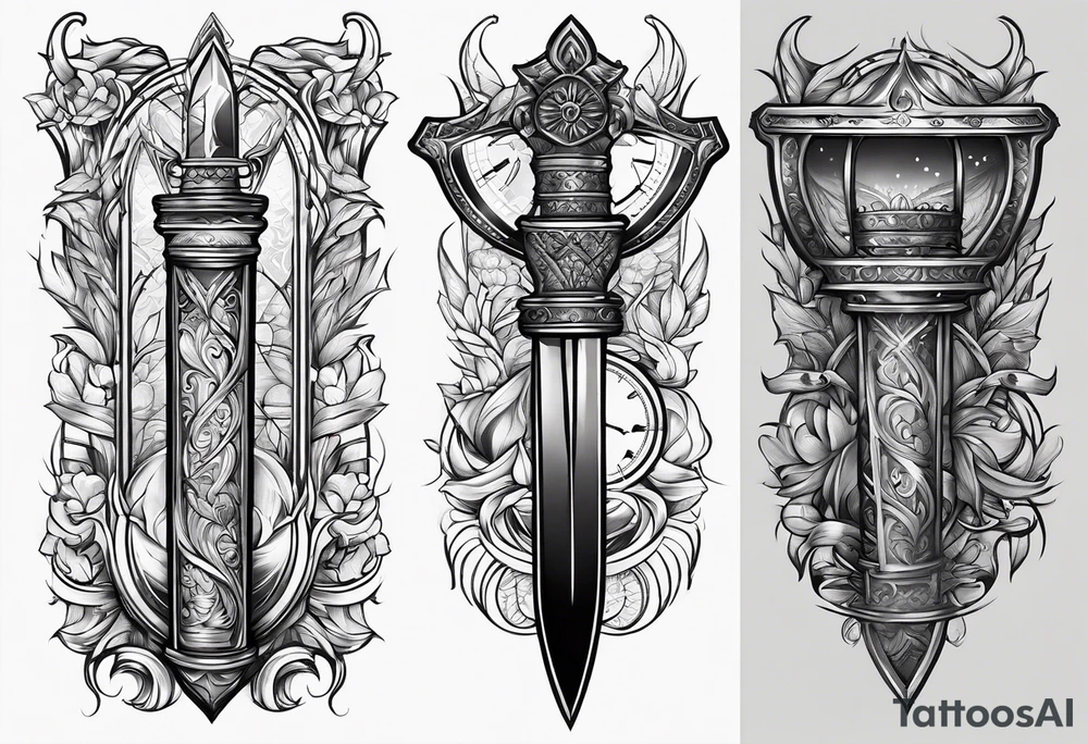 dagger with hour glass tattoo idea