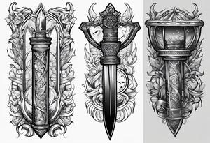 dagger with hour glass tattoo idea