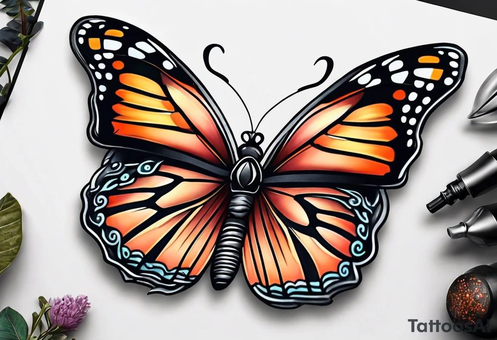 Mountain butterfly tattoo idea